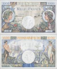 *1000 Frankov Francúzsko 1940, P96a AU - Kliknutím na obrázok zatvorte -